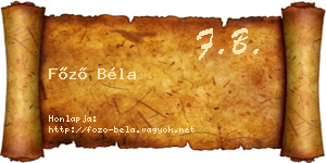 Főző Béla névjegykártya